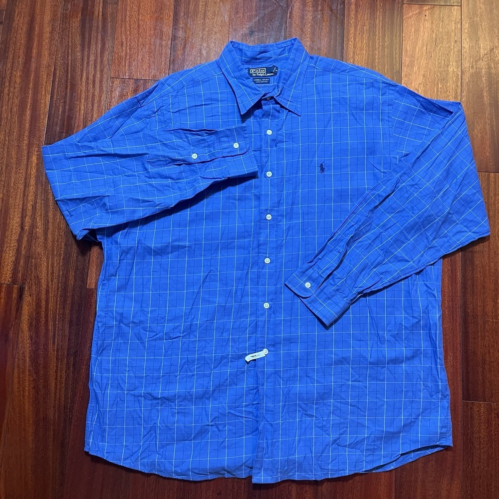 Vintage Polo Ralph Lauren Shirt Mens 2XL Blue Lowell Sport 100% Cotton 90s Y2K - Picture 2 of 7